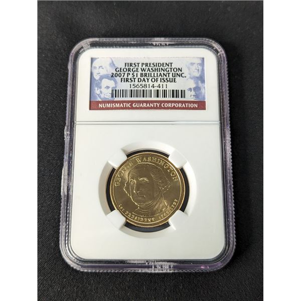 2007 P George Washington Golden Dollar First day of Issue