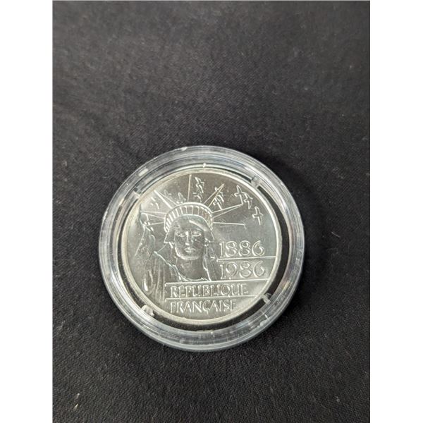 1886-1986 Centennial Statue of Liberty Silver Commemorative 100 Francs