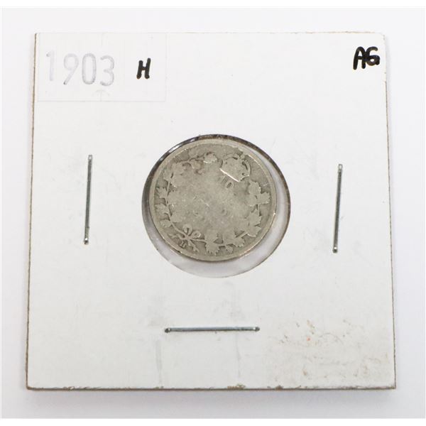 1903 CANADIAN SILVER 10 CENT COIN (92.5% SILVER)