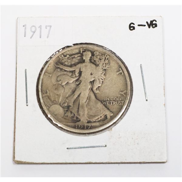 1917 USA WALKING LIBERTY HALF DOLLAR (90% SILVER)