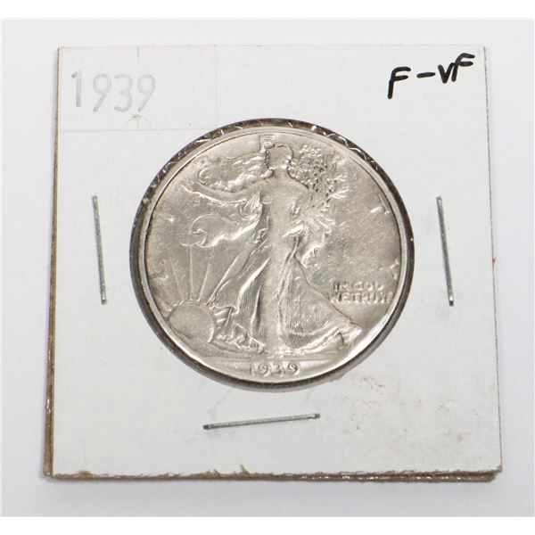 1939 USA WALKING LIBERTY HALF DOLLAR (90% SILVER)