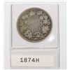 Image 1 : 1874H CANADIAN CANADA 25 CENT COIN (92.5% SILVER)