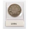 Image 1 : 1886 CANADIAN CANADA 25 CENT COIN (92.5% SILVER)