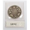 Image 1 : 1892 CANADIAN CANADA 25 CENT COIN (92.5% SILVER)