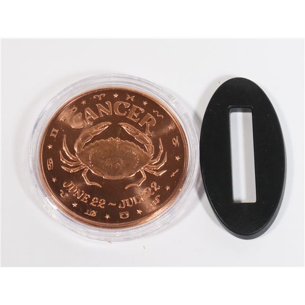 1-OZ FINE COPPER ROUND CANCER, COMES WITH