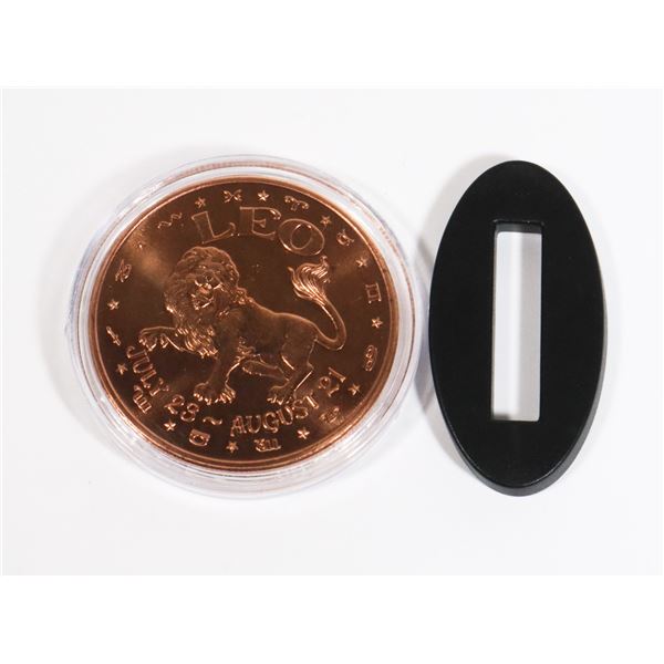 1-OZ FINE COPPER ROUND LEO, COMES WITH