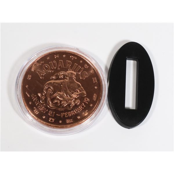 1-OZ FINE COPPER ROUND AQUARIUS, COMES WITH