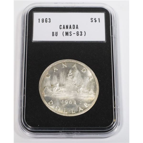 1963 CANADA SILVER DOLLAR BU (MS-63)