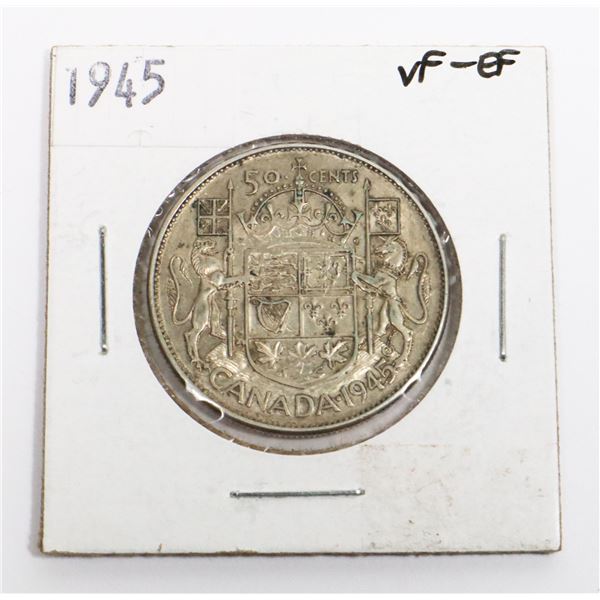 1945 CANADA 50 CENT VF-EF (80% SILVER)