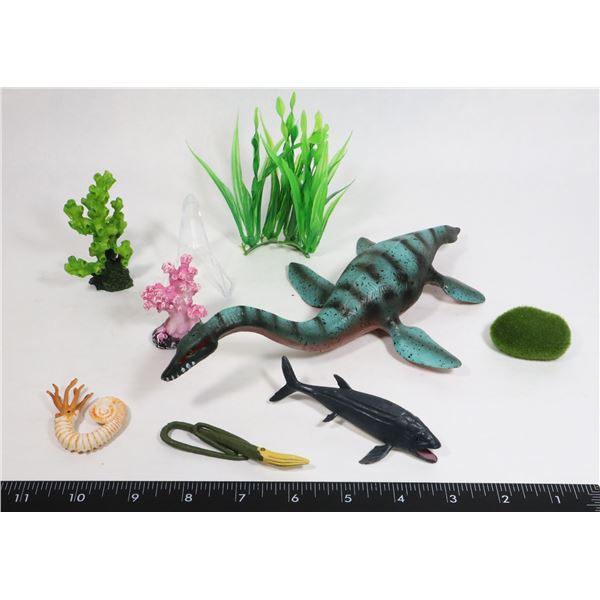 PLESIOSAURUS DIAORAMA WITH MED SIZE COIN EASEL
