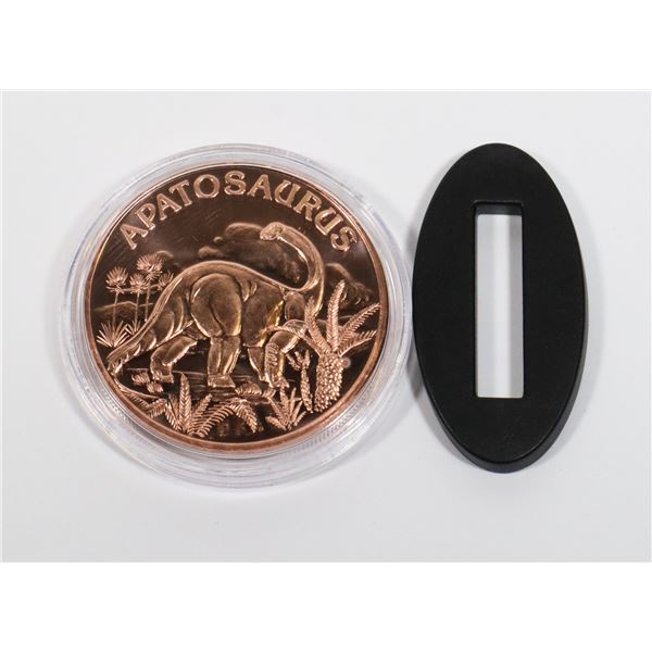 1-OZ FINE COPPER APATOSAURUS ROUND IN CAPSULE