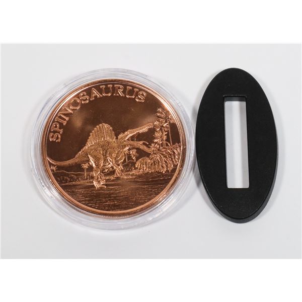 1-OZ FINE COPPER SPINOSAURUS ROUND IN CAPSULE