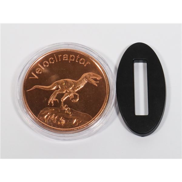 1-OZ FINE COPPER VELOCIRAPTOR ROUND IN CAPSULE