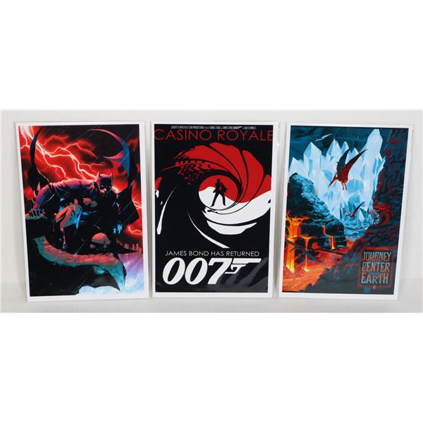 THREE ASSORTED MOVIE MINI POSTERS 4"X6" IN