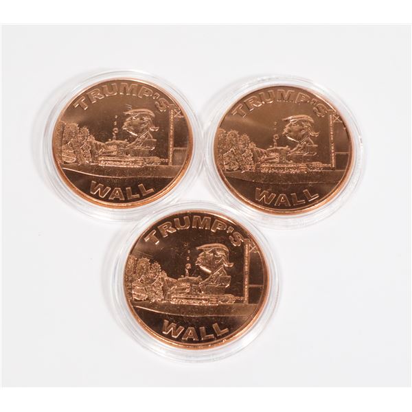 THREE 1-OZ COPPER ROUNDS (TRUMPS WALL)