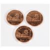 Image 1 : THREE 1-OZ COPPER ROUNDS (TRUMPS WALL)