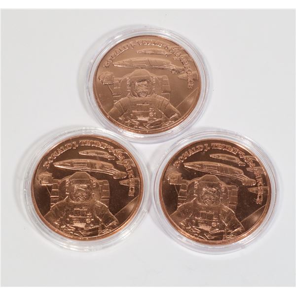 THREE 1-OZ COPPER ROUNDS (TRUMPS SPACE FORCE)