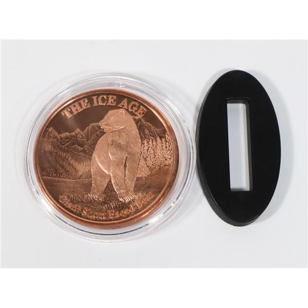 1-OZ FINE COPPER ROUND-ICE AGE SERIES.