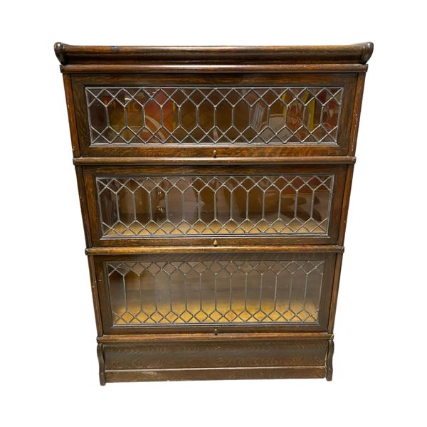 Early Macey Leaded Glass Lawyers 3 Stacking Bookcase