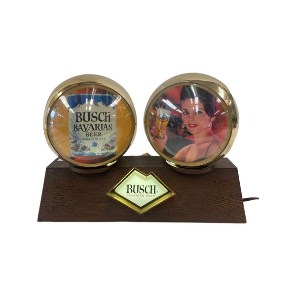 Vintage Busch Bavarian Beer Light Up Sign Lights Up And Rotates