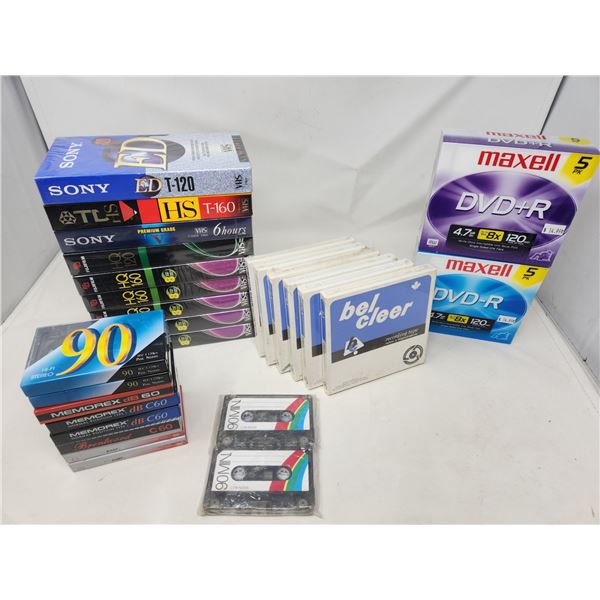 NOS Blank Cassette Tapes, VHS Tapes and Reel to Reel Tapes, and CDs
