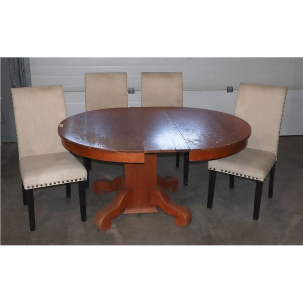 ROUND WOOD DINING ROOM TABLE WITH CHAIRS