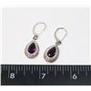 Image 1 : SILVER TONE PURPLE AND CLEAR RHINESTONE TEAR DROP