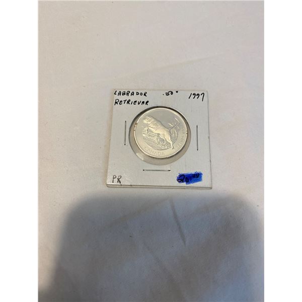 Labrador Retriever proof sterling silver .50c 1977
