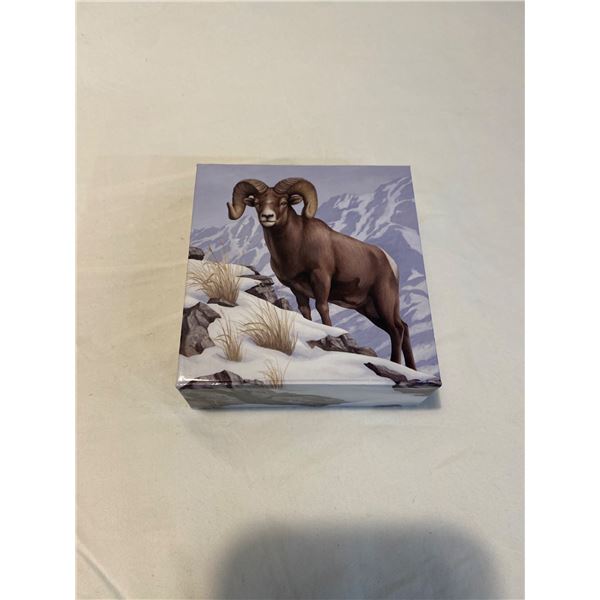 Rocky Mountain big horn sheep $100 99.99% silver with certificate of authenticity on box proof