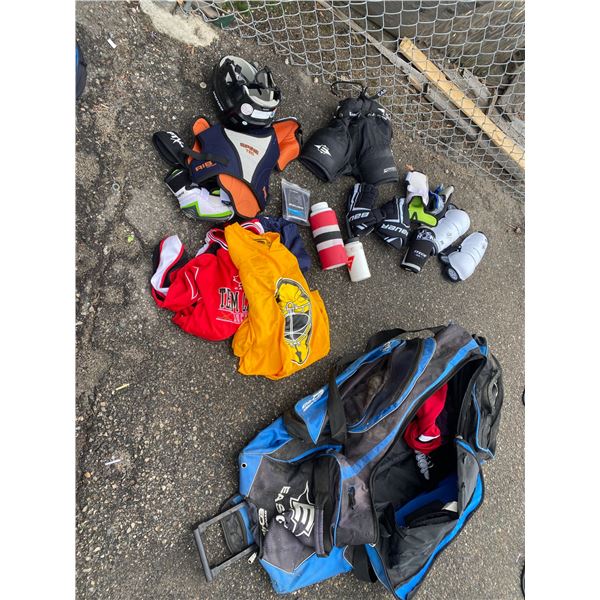 Kids hockey gear and bag