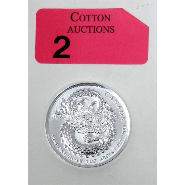 1 Oz .9999 Silver 2020 Year of Dragon Royal Canadian Mint Coin 