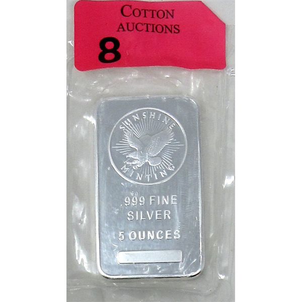 5 Oz .999 Silver Sunshine Minting Bar 