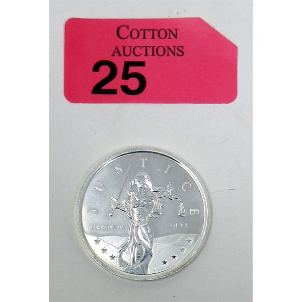 1 Oz .999 Silver 2022 Justice Gibraltar Coin 