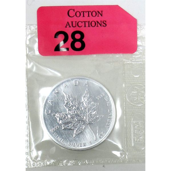 1 Oz .9999 Silver 2002 Canada Maple Leaf Coin 