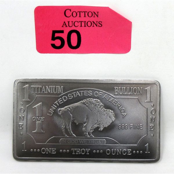 1 Oz .999 Fine Titanium Buffalo USA Bar