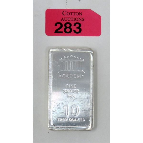 10 Oz .999 Silver ACADEMY Stackable Bar Serial Numbered