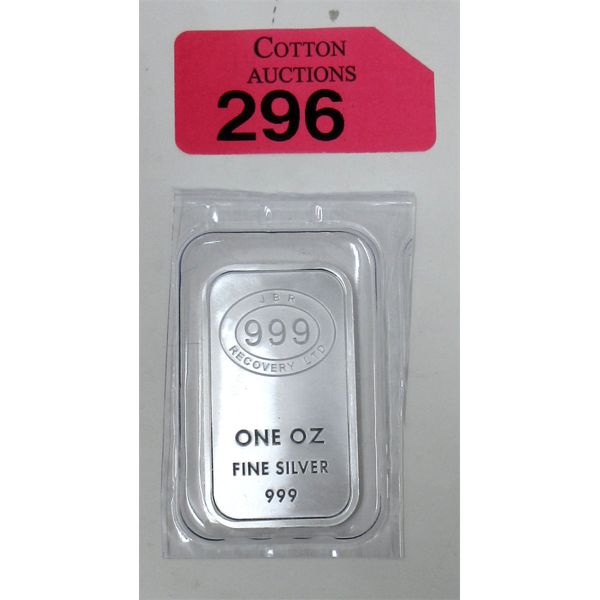 1 Oz .999 Silver JBR Ethically Sourced Bar 