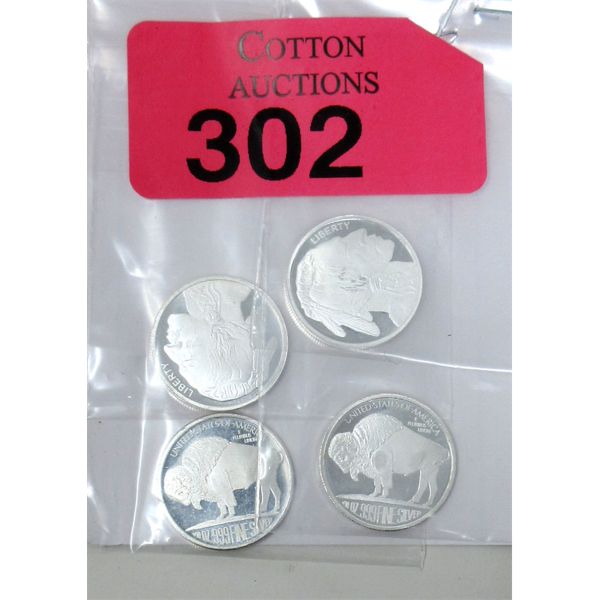 4 x 1/10 Oz .999 Silver Indigenous/Buffalo Rounds 