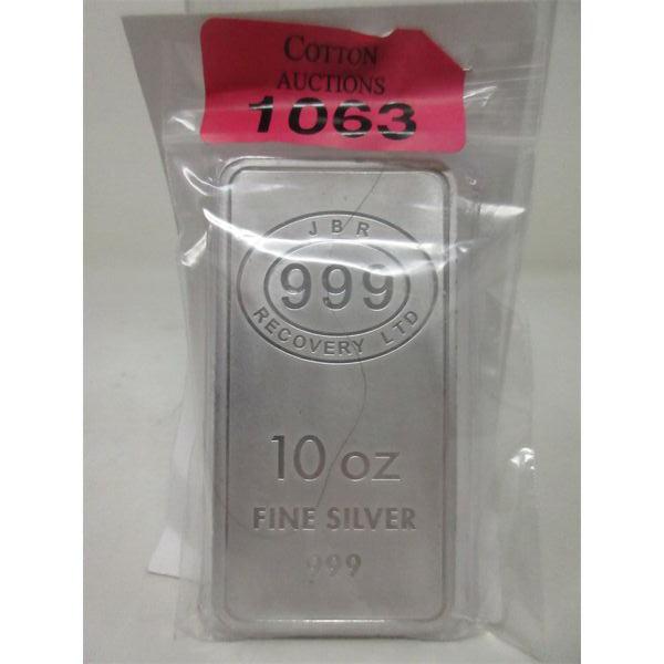 10 Oz .999 Silver JBR Ethically Sourced Bar 