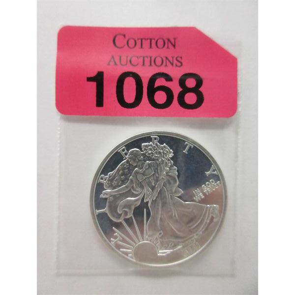 1 Oz .999 Silver Walking Liberty Round with Decoder on Back