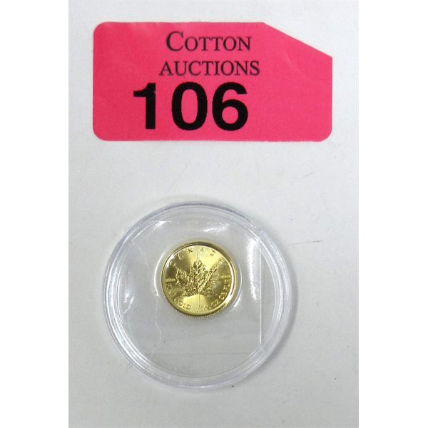 1/10 Oz .9999 Fine Gold 2020 Canada Maple Leaf Coin 