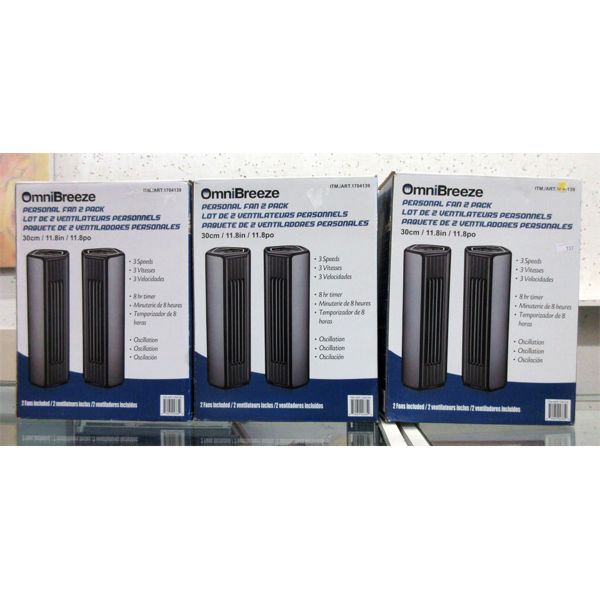 3 OmniBreeze Twin Packs of 30 cm Personal Fans 