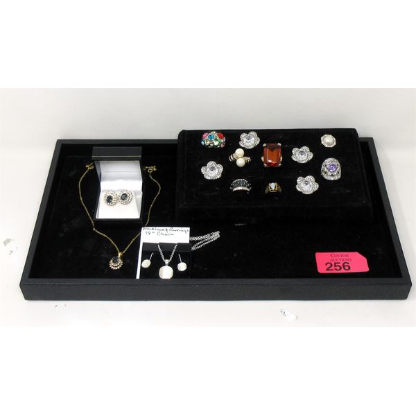 11 Dinner Rings and 2 Necklace & Earring Set