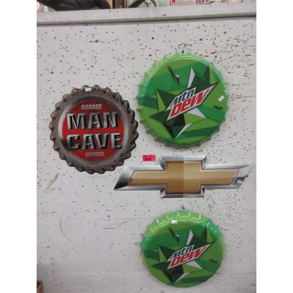 New Mountain Dew, Chevrolet & Man Cave Metal Signs