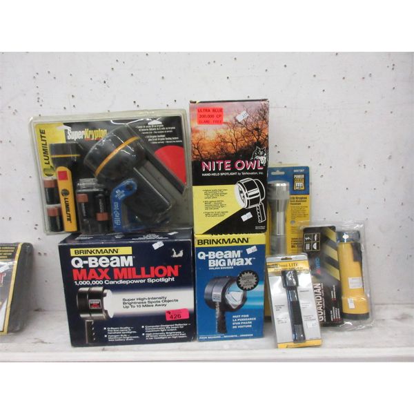 7 Piece Lot of Flashlights and Spot Lights