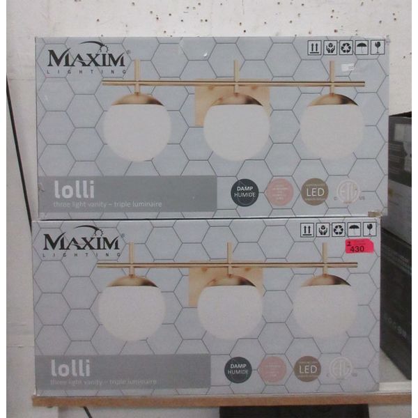 2 Maxim Lighting "Lolli" 3 Shade LED Vanity Lights