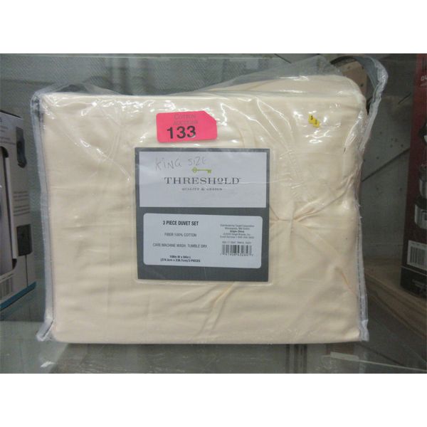 3 Piece King Size Duvet Cover Set - Pale Yellow