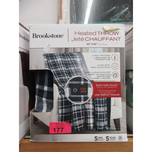 Blue Plaid Brookstone Heated Throw  - Open Box