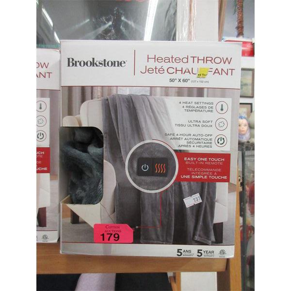 Grey Brookstone Heated Throw  - Open Box