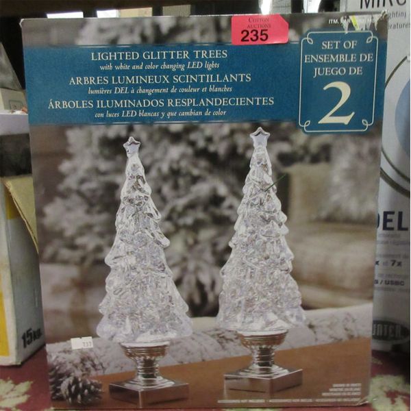 Set of 2 Illuminated Glitter Trees -13" Tall